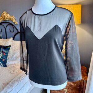 Jean Paul Gaultier x Lindex Black 3/4 Sleeve Top With Mesh